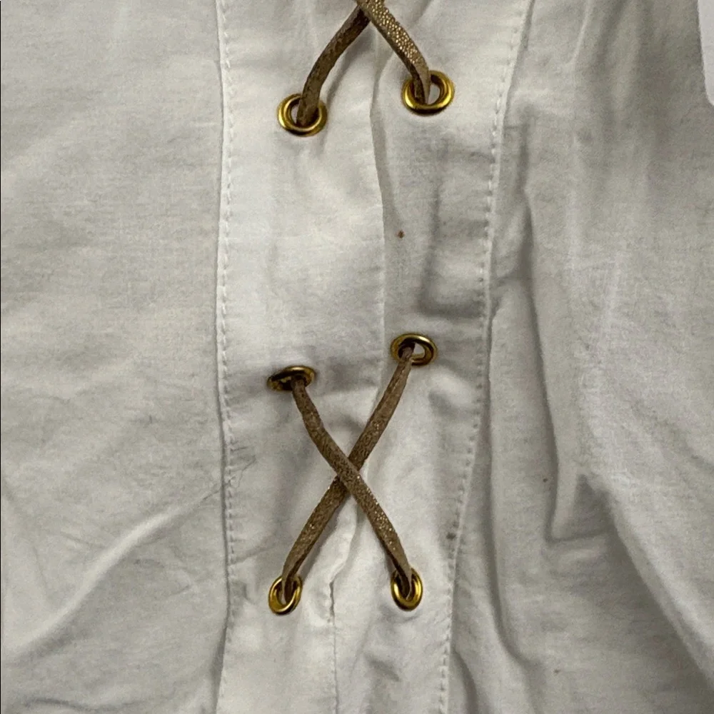 Chico’s Peasant Top 3/4 Sleeves Optic White Blouse Top Lace Up Tunic Women’s New - Picture 8 of 13